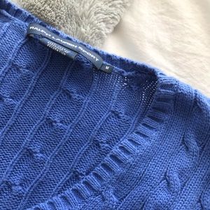 Women: Ralph Lauren Blue Cable Knit V-neck Sweater